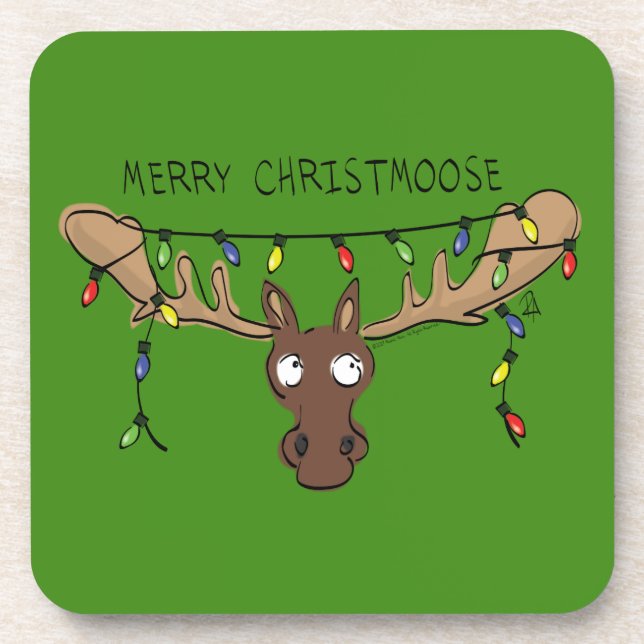 Moose Niedlich Funny Christmas Getränkeuntersetzer (Vorderseite)