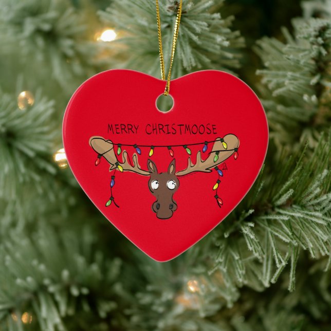 Moose Niedlich Funny Christmas Keramik Ornament (Baum)