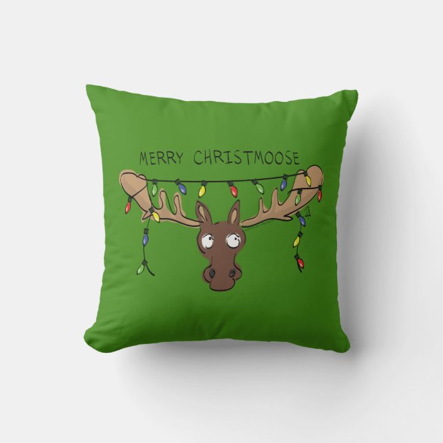 Moose Niedlich Funny Christmas Kissen (Vorderseite)