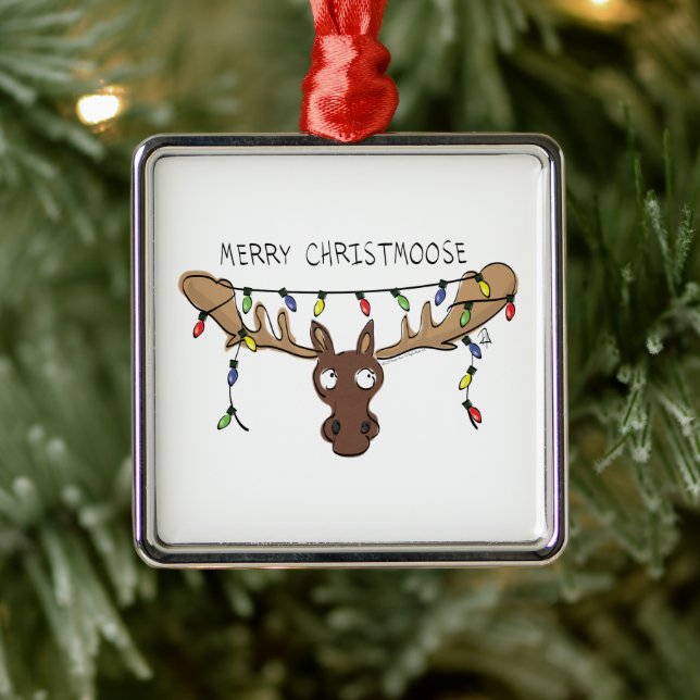 Moose Niedlich Funny Christmas Ornament Aus Metall (Baum)