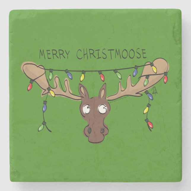 Moose Niedlich Funny Christmas Steinuntersetzer (Vorderseite)