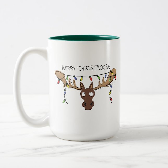 Moose Niedlich Funny Christmas Zweifarbige Tasse (Links)