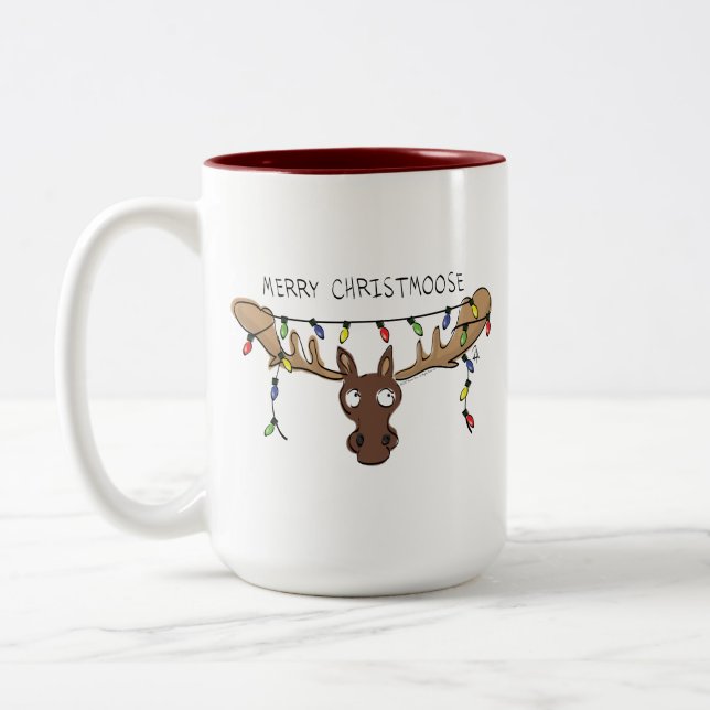 Moose Niedlich Funny Christmas Zweifarbige Tasse (Links)
