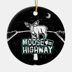 Moose on a Highway Ornament