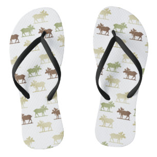 Moose Pattern Flip Flops