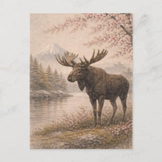 Moose Postcard, Canadian Wildlife Art Card, Forest Postkarte