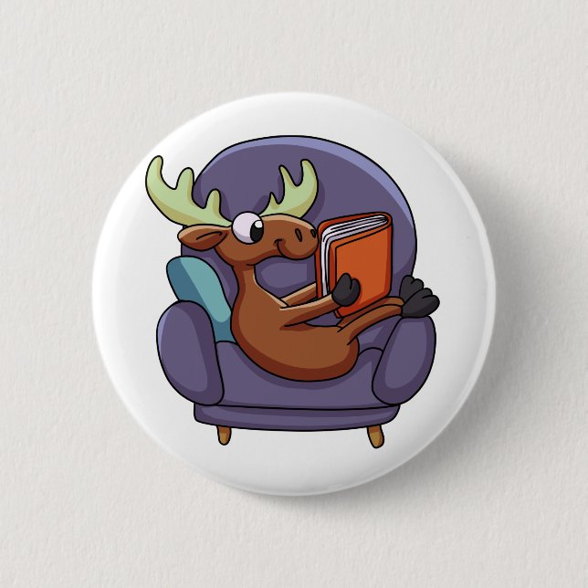 Moose reading a book wir haben Sofa Choose back co Button (Vorderseite)