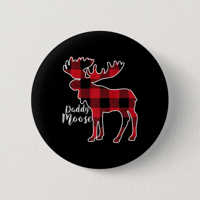 Moose Red Kariert Buffalo Matching Family Pajama Button (Vorderseite)