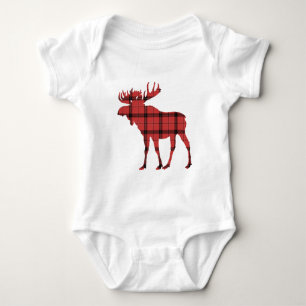 Moose Red Kariert Tartan Pattern Weihnachtsfeierta Baby Strampler