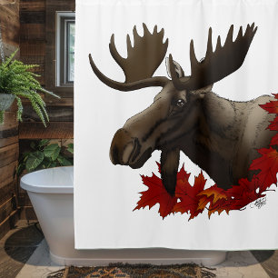 Moose Red Maple Blätter Duschvorhang