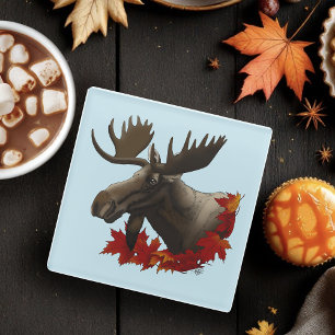 Moose Red Maple Blätter Glasuntersetzer