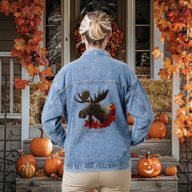 Moose Red Maple Blätter Jeansjacke (Von Creator hochgeladen)