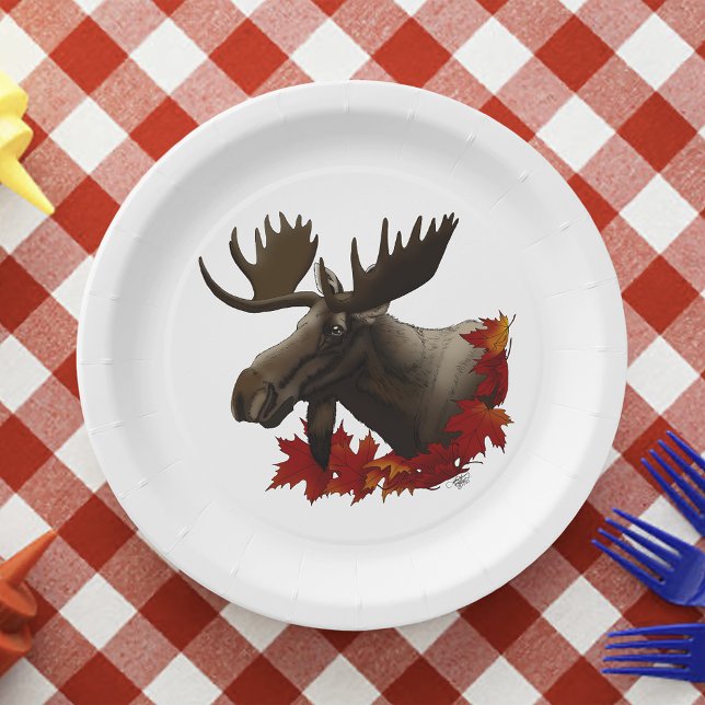 Moose Red Maple Blätter Pappteller (Von Creator hochgeladen)