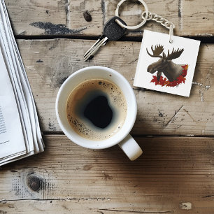 Moose Red Maple Blätter Schlüsselanhänger