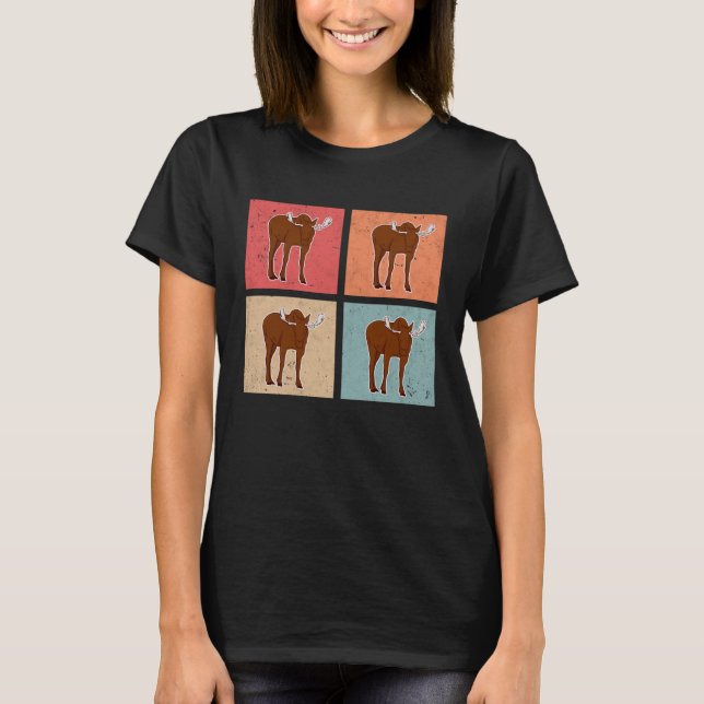 Moose Retro Moose Antler Vintage Scandinavia T-Shirt (Vorderseite)