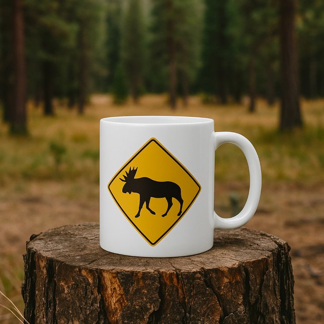 Moose Road Sign Kaffeetasse (Von Creator hochgeladen)