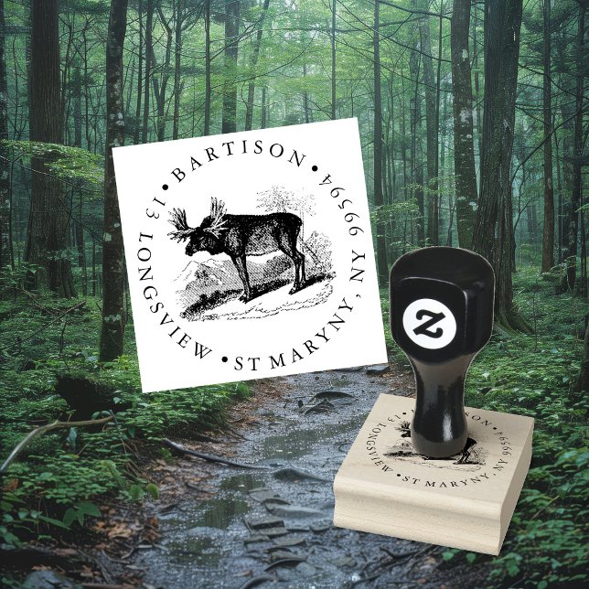 Moose ROUND RÜCKSENDEADRESSE Gummistempel (Von Creator hochgeladen)