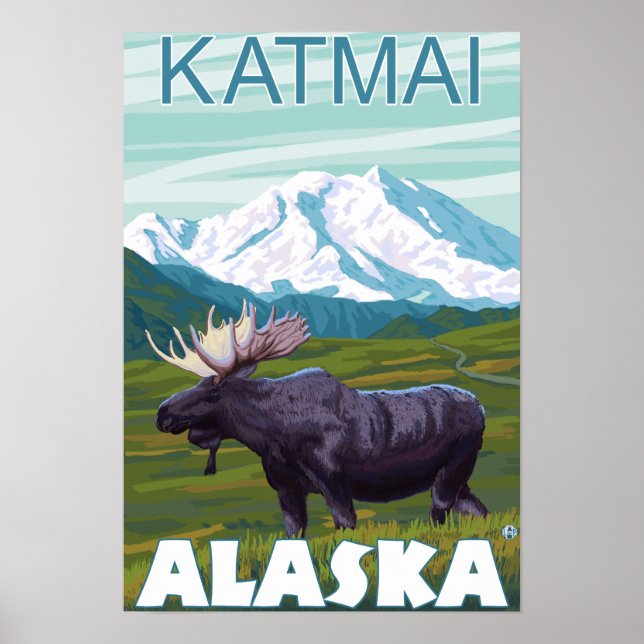 Moose Scene - Katmai, Alaska Poster (Vorne)