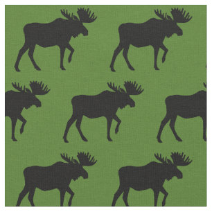 Moose Silhouetten Grün Stoff