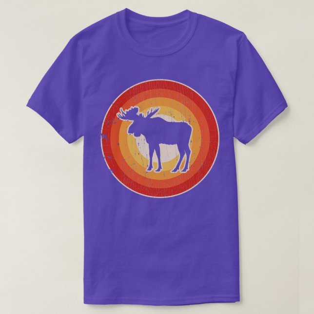 Moose Sunset Retro für Männer Frauen Mädchen Kinde T-Shirt (Design vorne)