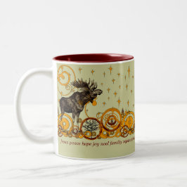 Moose Swirl Stars Moon Peace Joy Ho Ho Stein Kaffeetasse