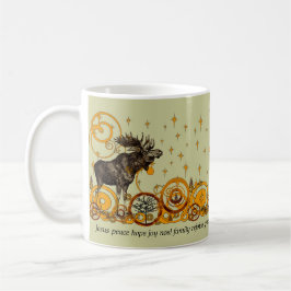 Moose Swirl Stars Moon Peace Joy Ho Ho Stein Tasse
