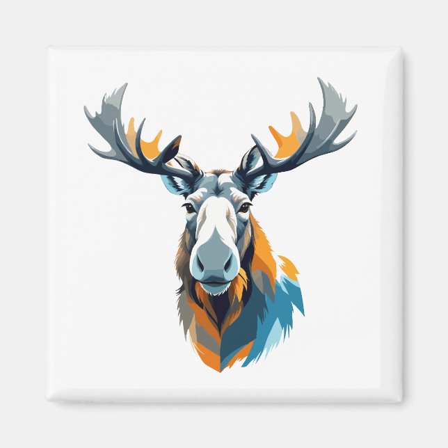 Moose Vector Art mit lebhaften Farben Magnet (Vorne)