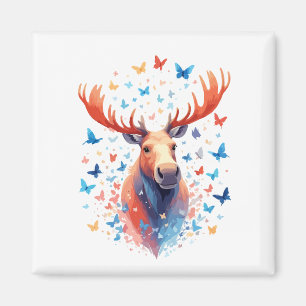 Moose Vector Malerei Adorable Fun Animal Playing Magnet