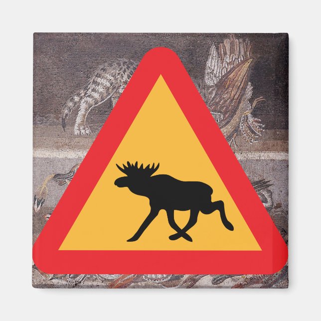 Moose Warning Crossing Sign Whittier Alaska Magnet (Vorne)