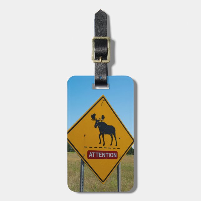 Moose-Warnzeichen Gepäckanhänger (Vorderseite vertikal)