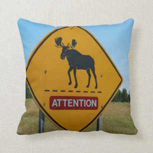 Moose-Warnzeichen Kissen
