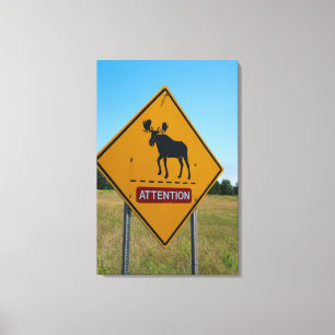 Moose-Warnzeichen Leinwanddruck