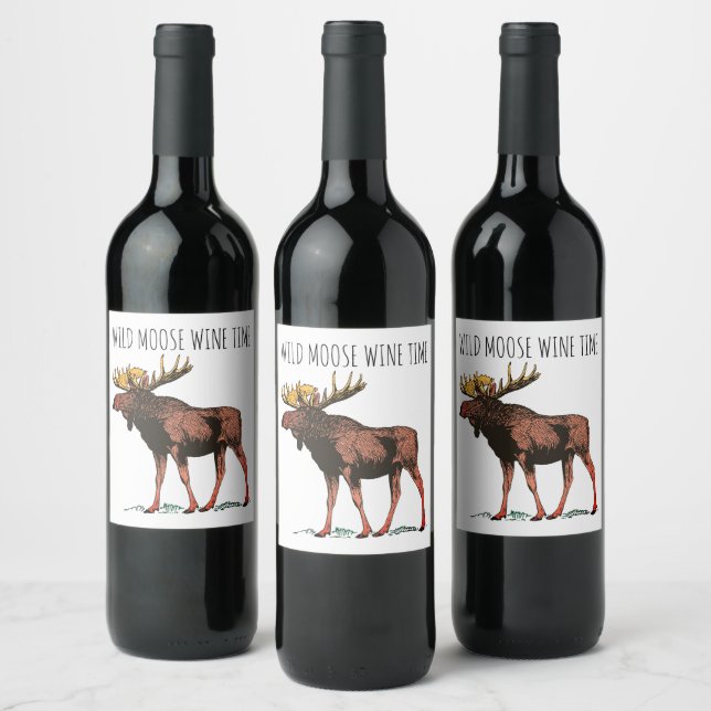 Moose Wildlife Wine Labels Weinetikett (Flaschen)