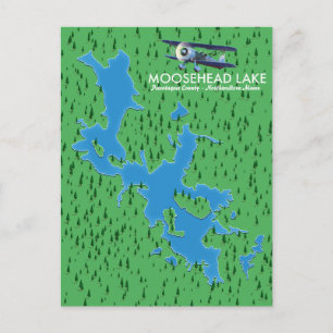 Moosehead Lake, Karte von Piscataquis County Postk