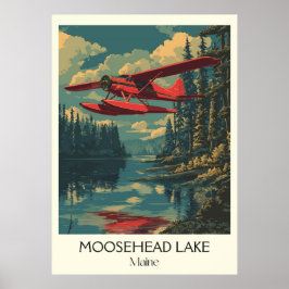 Moosehead Lake Maine Vintager Wasserflugzeugwald K Poster