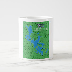 Moosehead Lake, Piscataquis County Karte Giant Cof Jumbo-Tasse