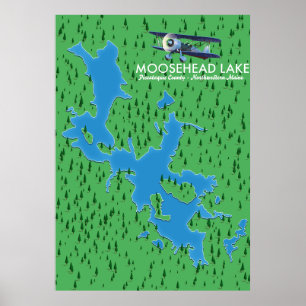 Moosehead Lake, Piscataquis County Karte Poster