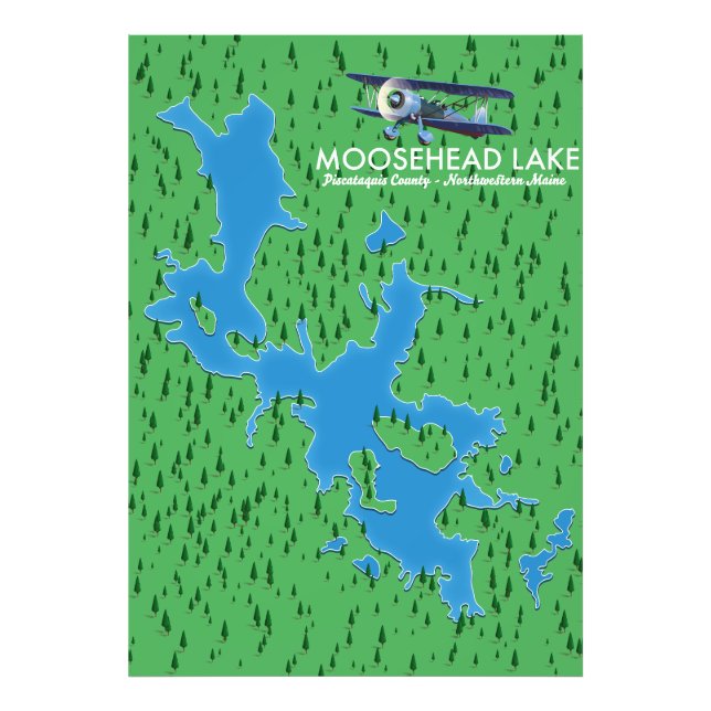 Moosehead Lake, Piscataquis Landkreis Map Foto Pri (Vorne)