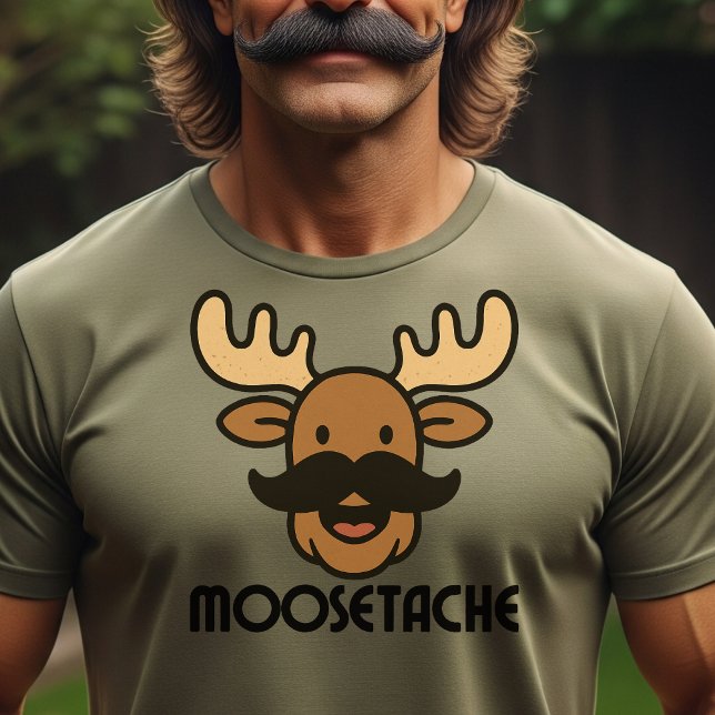 Moosetache Funny Moose With Mustache Dad Gifts  T-Shirt (Von Creator hochgeladen)