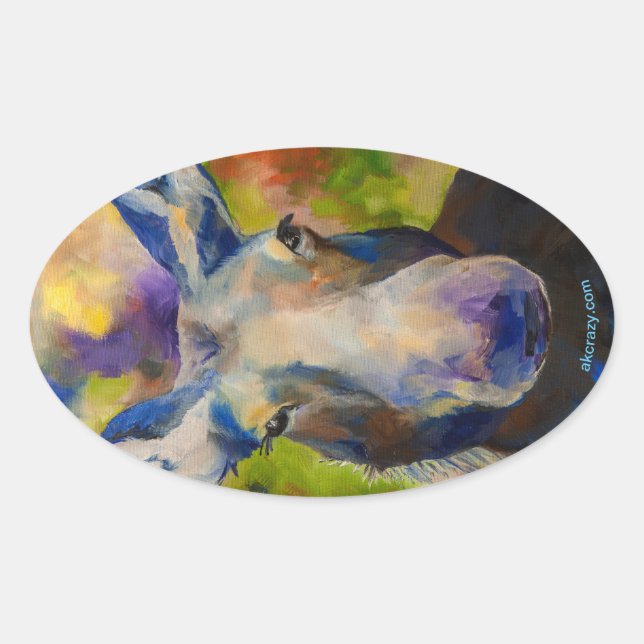 Moosey Moose Ovaler Aufkleber (Vorderseite)