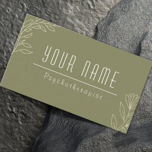 Moosgrün einfache elegante Psychotherapeutin Thera Visitenkarte