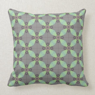 Moosgrün geometrisch auf Grau Kissen