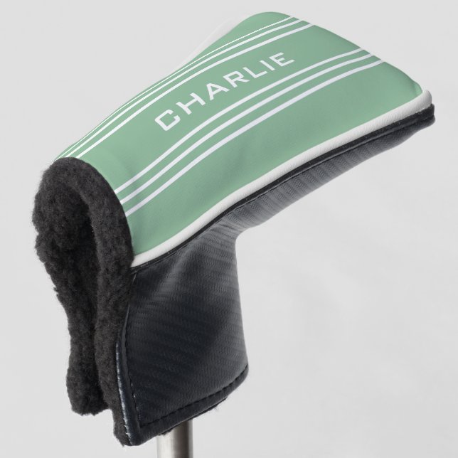 Moosgrün Stripes kundenspezifische Golf Headcover (3/4 Vorderseite)