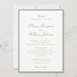 Moosgrüne eingerahmte Hochzeitseinladung Einladung