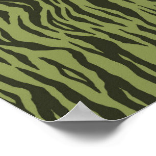 Moosgrüne Glamouröse Tigerstreifen Tierprint Poster