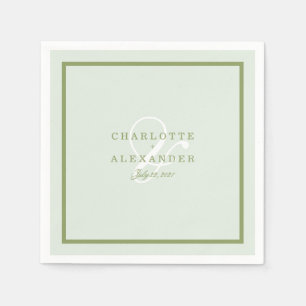 Moosgrüne Monogramm-Hochzeitsserviette Serviette