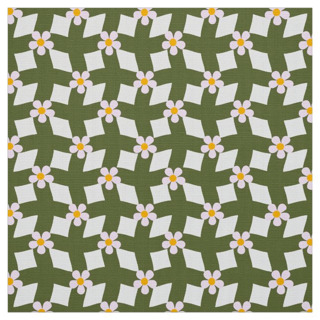 Moosgrüner abstrakter Blumenraster-Polyesterstoff Stoff (Muster)