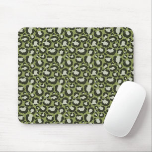 Moosgrüner glamouröser Leopardenflecken-Tierdruck Mousepad