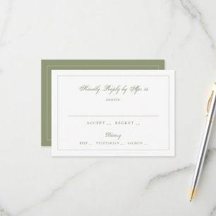 Moosgrünes Monogramm Klassische Hochzeit RSVP Karte