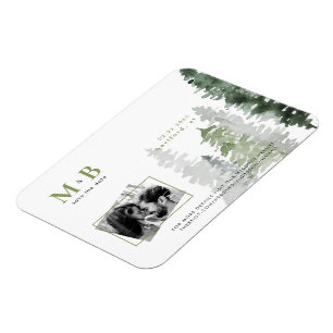 Moosgrünes Wald-Paar-Foto-Hochzeit Magnet